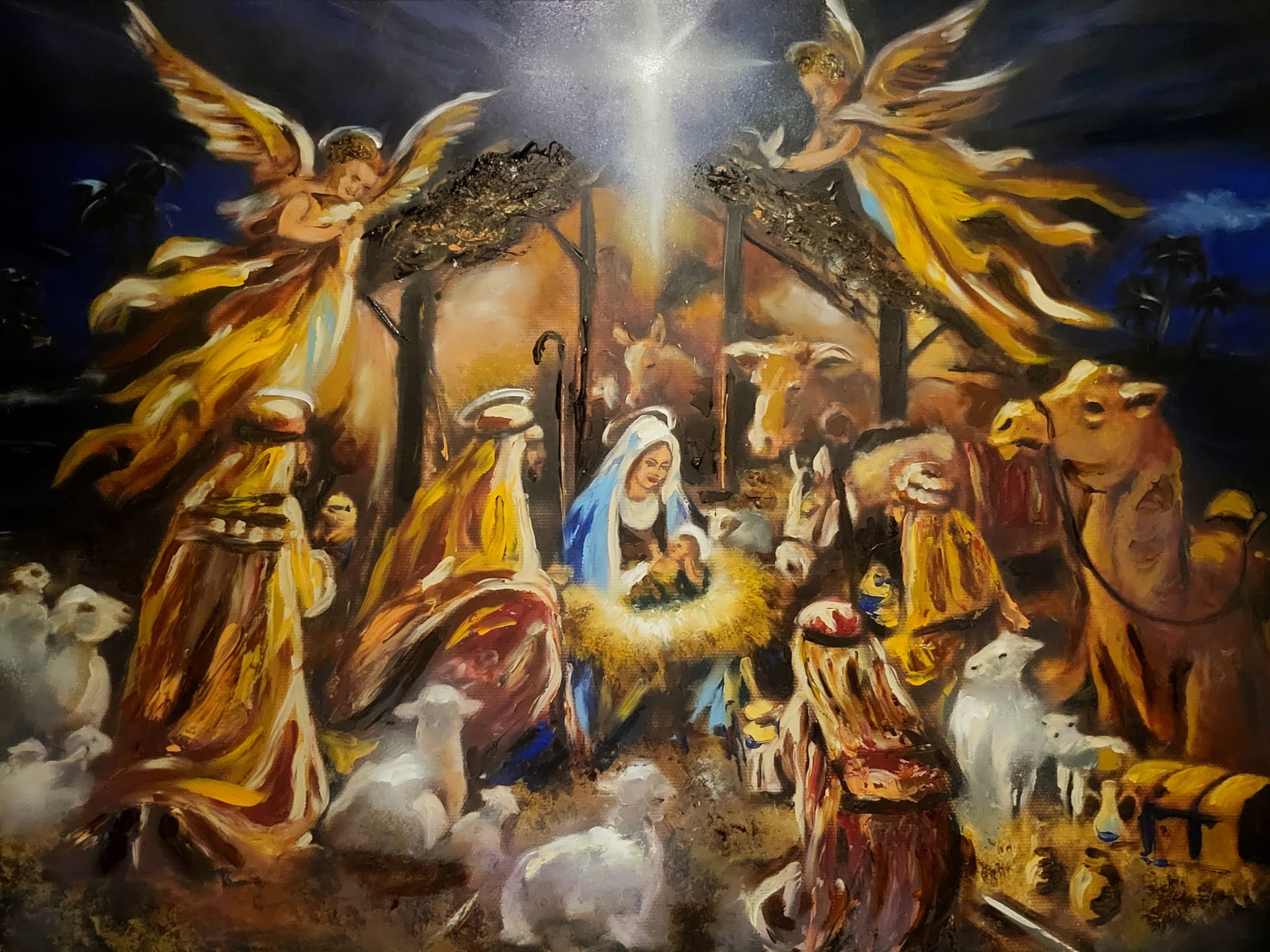ArteDiAlina.com painting: Jesus was born in a manger